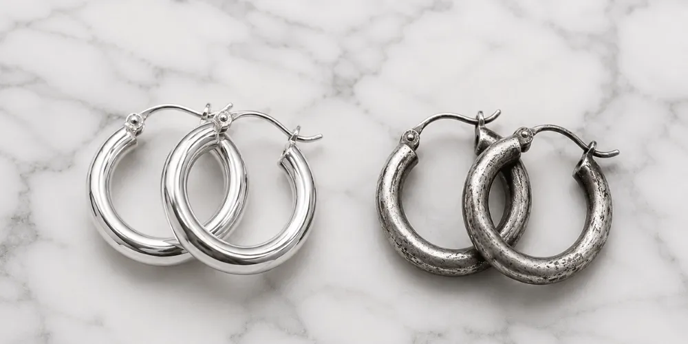plata negra y plata brillante comparación