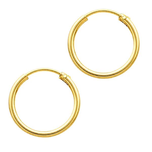 Aros Argolla Lisa 12 mm Baño de Oro 18K Derecha Aros Argolla Lisa 12 mm Baño de Oro 18K Derecha