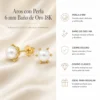 Aros con Perla 6 mm Baño de Oro 18K Cacteristicas Aros con Perla 6 mm Baño de Oro 18K Cacteristicas