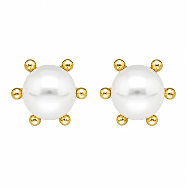 Aros con Perla 6 mm Baño de Oro 18K Frontal Aros con Perla 6 mm Baño de Oro 18K Frontal