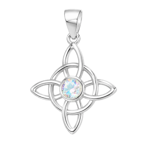 Colgante Nudo de Brujas Circón Tornasol Plata 925 Colgante Nudo de Brujas Circón Tornasol Plata 925