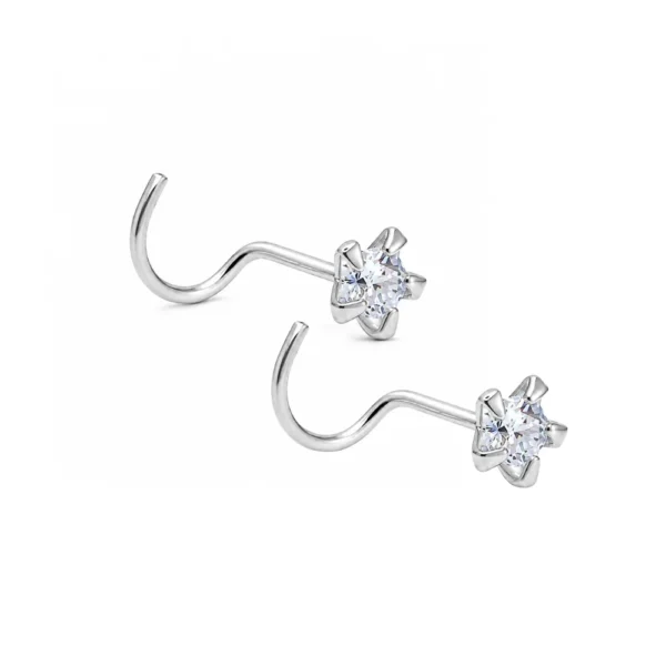 Par Piercing Estrella Circón 4 mm Plata 925 Par Piercing Estrella Circón 4 mm Plata 925