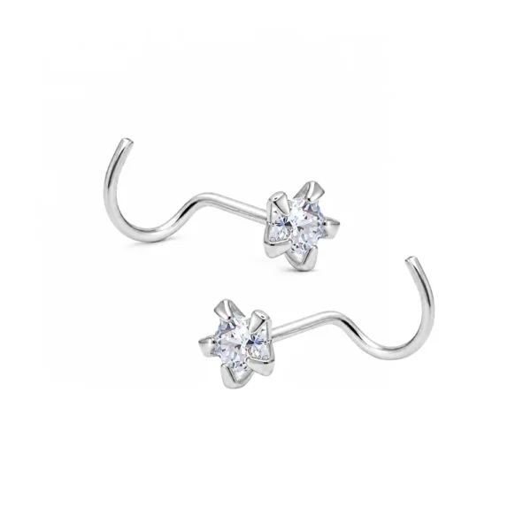 Par Piercing Estrella Circón 4 mm Plata 925 Vistas Par Piercing Estrella Circón 4 mm Plata 925 Vistas