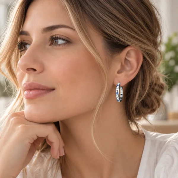 Aros Argolla Huggie Estrellas y Lunas Azules Modelo Aros Argolla Huggie Estrellas y Lunas Azules Modelo