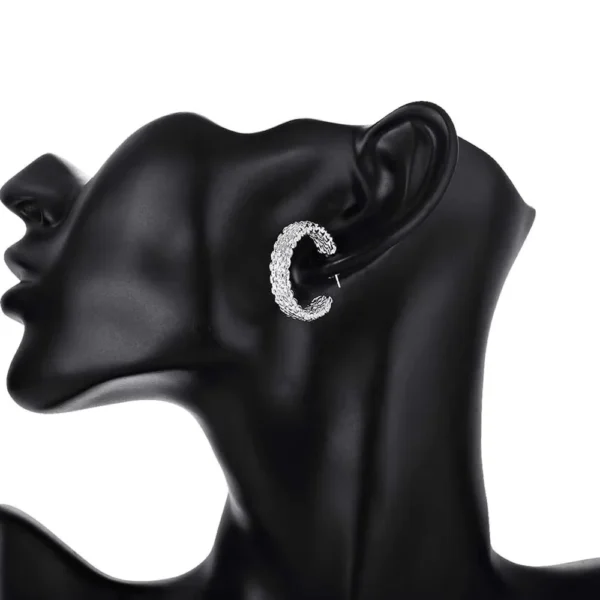 Aros Argolla Trenzada Estampada 24 mm Exhibicion Aros Argolla Relieve Trenzado 24 mm
