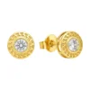 Aros Diseño Greca Circón 10 mm Baño de Oro 18K