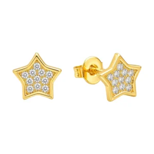 Aros Estrella con Circones 7 mm Baño de Oro 18K Aros Estrella con Circones 7 mm Baño de Oro 18K
