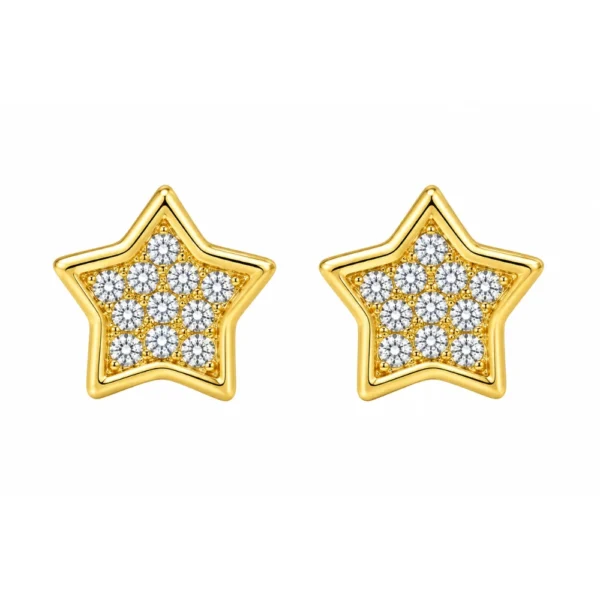 Aros Estrella con Circones 7 mm Baño de Oro 18K Frontal Aros Estrella con Circones 7 mm Baño de Oro 18K Frontal