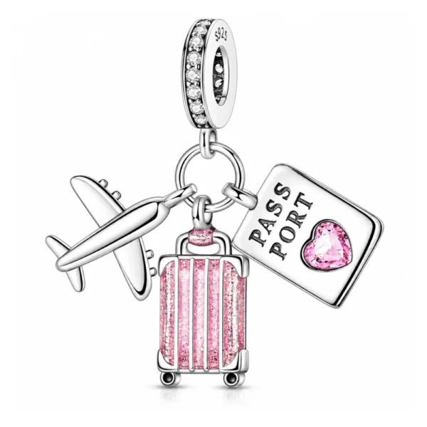 Dije Viaje Avión, Maleta y Pasaporte Rosa Dije Viaje Avión, Maleta y Pasaporte Rosa
