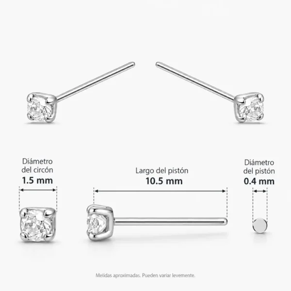 Par Piercing Plata 925 Circón 1,5 mm Caracteristicas Par Piercing Plata 925 Circón 1,5 mm Caracteristicas