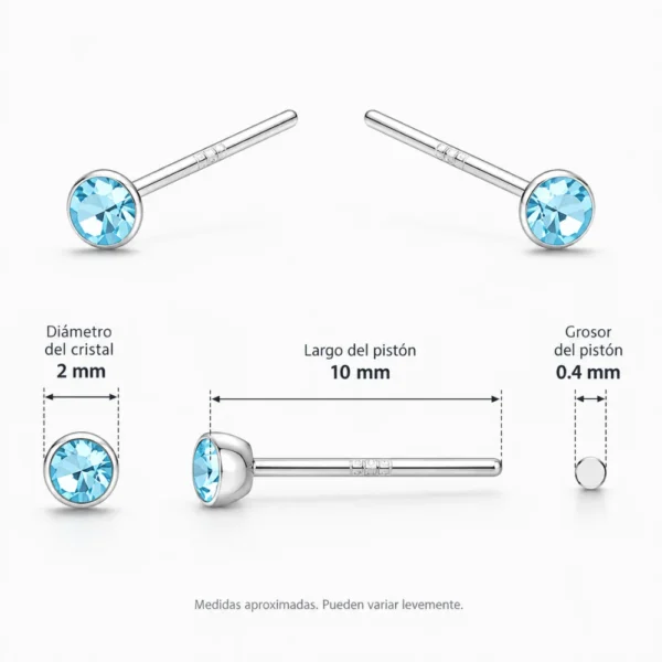 Par Piercing Plata 925 Cristal Celeste 2 mm Caracteristicas Par Piercing Plata 925 Cristal Celeste 2 mm Caracteristicas