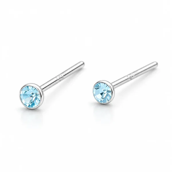 Par Piercing Plata 925 Cristal Celeste 2 mm Derecha Par Piercing Plata 925 Cristal Celeste 2 mm Derecha