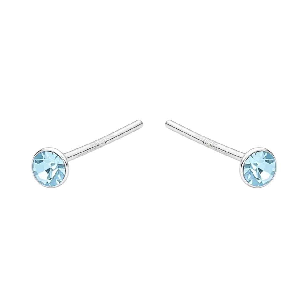 Par Piercing Plata 925 Cristal Celeste 2 mm
