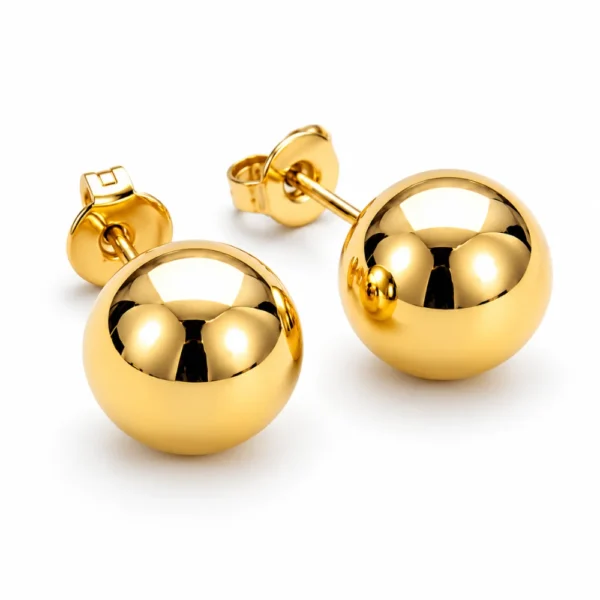 Aros Esfera Lisa 10 mm Baño de Oro 18K Aros Esfera Lisa 10 mm Baño de Oro 18K