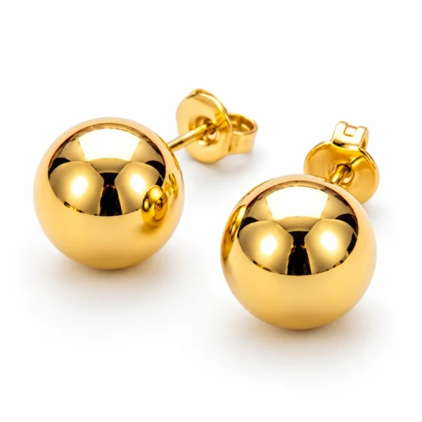 Aros Esfera Lisa 10 mm Baño de Oro 18K Derecha Aros Esfera Lisa 10 mm Baño de Oro 18K Derecha