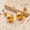 Aros Esfera Lisa 10 mm Baño de Oro 18K Piedra Aros Esfera Lisa 10 mm Baño de Oro 18K Piedra