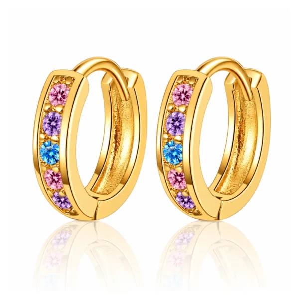 Aros Huggie Multicolor Baño de Oro 18K Aros Huggie Multicolor Baño de Oro 18K