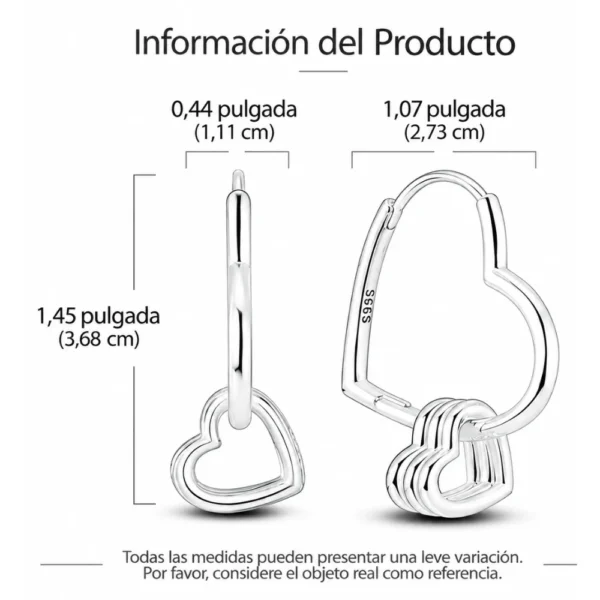 Aros Plata Argolla Corazón Triple Colgante Caracteristicas Aros Plata Argolla Corazón Triple Colgante Caracteristicas