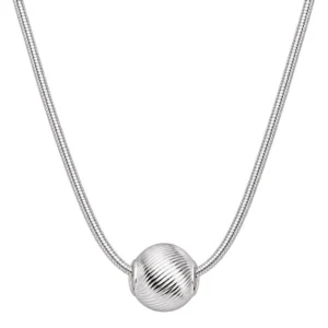 Collar Esfera Texturizada Plata 45 cm