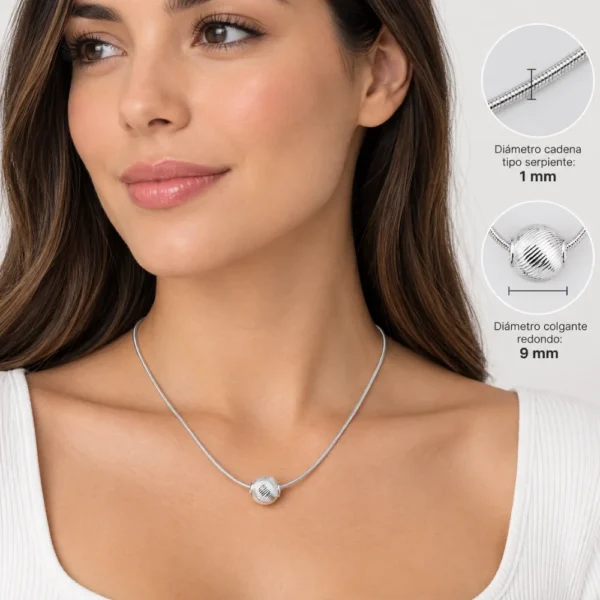 Collar Esfera Texturizada Plata 45 cm Caracteristicas Collar Esfera Texturizada Plata 45 cm
