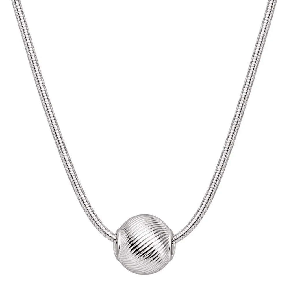 Collar Esfera Texturizada Plata 45 cm